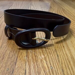 Men's Brown Leather Belt with Gold Accent